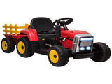 Ride On Tractor, Battery Powered Electric Car, with Detachable Trailer, Remote Control, Music - Red T3398P348361