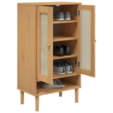Shoe Cabinet SENJA Rattan Look Brown 59.5x35x107 cm Solid Wood 358049