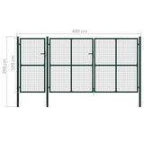 Garden Gate Steel 400x150 cm Green 144313