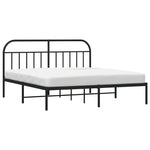 Metal Bed Frame without Mattress with Headboard Black 180x200cm 353639