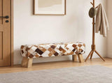 Bench 110 x 30 x 45 cm Real Leather Brown Patchwork 42042115