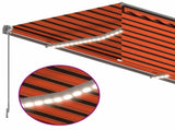 Manual Retractable Awning with Blind&LED 3x2.5m Orange&Brown 3069385