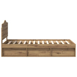 Bed Frame Artisian Oak 100 x 200 cm Solid Pine Wood 3413352