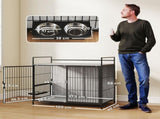 Large Dog Crate Furniture with Rotating Bowl Holder, 2 Bowls, 2 Doors, for Large Dogs, 100 x 60 x 88 T3398P376494