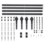 Sliding Door Hardware Kit 2x183 cm Steel Black 275606