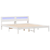 Bed Frame with Headboard White 200 x 200 cm Solid Pine Wood 3385743