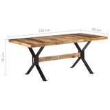 ZNTS Dining Table 180x90x76 cm Rough Mango Wood 321610