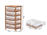 5 Drawer Dresser Wicker Basket Storage Shelf Unit Wooden Frame Home Organisation Cabinet Bedroom T3398P344191