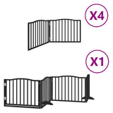 Dog Gate with Door Foldable 12 Panels Black 960 cm Poplar Wood 3155628