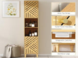 Multi-Storage Bamboo Door Bathroom Cabinet - Natural Finish T3398P423557