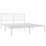 Metal Bed Frame without Mattress with Headboard White 160x200cm 350934