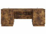 Desk with Shelf Smoked Oak 142.5 x 50 x 75 cm Engineered Wood 3414626