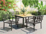 Set of Four Minimal Metal Garden Chairs - Black T3398P318554
