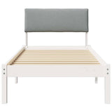 Bed frame White and light grey 75 x 190 cm Solid pine wood 878583