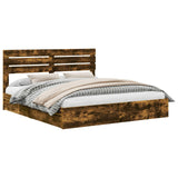 Storage Bed with Drawer Smoked Oak 180 x 200 cm Engineered Wood 3411552