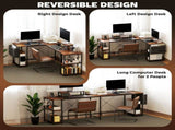 168cm Reversible L Shaped Desk, Industrial Corner Computer Desk with Adjustable Shelf and Storage T3398P329512