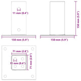 Post Bases Square 12 pcs Silver 71x71 mm Galvanised Steel 42000007
