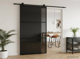 Sliding Door 90 x 205 cm Tempered Glass and Aluminium 42054109