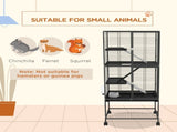 Rolling Chinchilla Cage, Small Animal Cage for Ferrets w/ Three Doors, Storage, Shelf, Tray Tray, T3398P350097