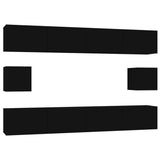6 Piece TV Cabinet Set Black Engineered Wood 3114367