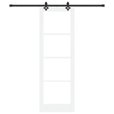 Sliding Door White 78 x 232 cm Solid Pine Wood and Glass 3332304