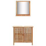 Sink Cabinet with Mirror Solid Walnut Wood 247607