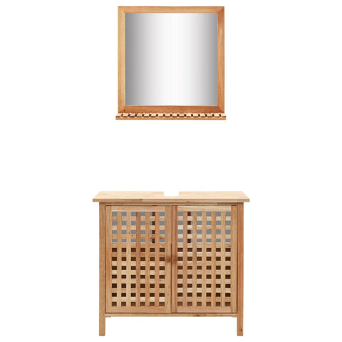 Sink Cabinet with Mirror Solid Walnut Wood 247607