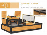 Wooden Tortoise House with Balcony, Tray, Roof, for Indoor and Outdoor, Yellow T3398P349999