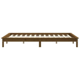 Bed Frame Honey Brown Solid Pine Wood Double Durable Bed Frame 820589