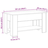 ZNTS Black Oak Coffee Table - 101x49x52 cm Made from Engineered Wood 862764