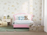 Toddler Bed Frame with Headboard Pink 70 x 140 cm PU 42011079