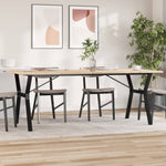 ZNTS Dining Table Y-Frame 200x100x75.5 cm Solid Wood Pine and Steel 3282789