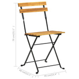 Bistro Chair Set of 4 Brown, Black Solid Acacia wood, Steel 313161