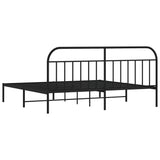 Bed Frame Black Powder-Coated Steel 200x200cm Bed Frame 353642