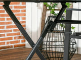 Folding Outdoor Dining Table for 6, Rectangle Table Tempered Glass Top with Parasol Hole T3398P325260
