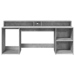 Desk with LED Lights Concrete Grey 200x55x91 cm Engineered Wood 3309441