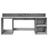 Desk with LED Lights Concrete Grey 200x55x91 cm Engineered Wood 3309441