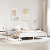 Bed Frame without Mattress White 200x200 cm Solid Wood Pine 3301549