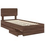 Bed Frame with Drawer Brown Oak 90 x 190 cm Engineered Wood 3412233