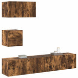 4 Piece TV Cabinet Set Smoked Oak Engineered Wood 3114643
