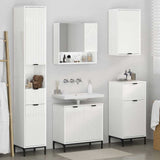 Bathroom Furniture Set High Gloss White Engineered wood, Metal 3393117