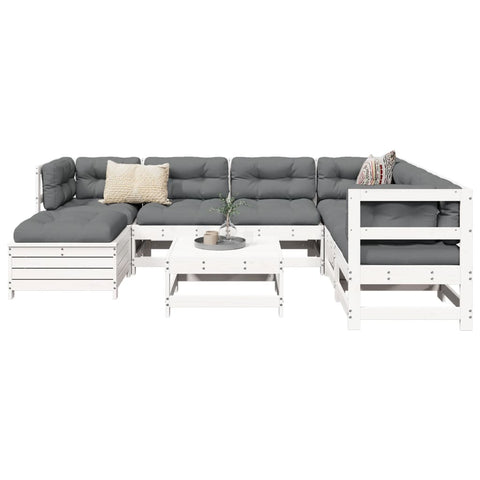 8 Piece Garden Sofa Set White Solid Wood Pine 3250557