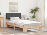 Bed Frame with Upholstered Headboard Natural and Dark grey 877445