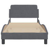 Bed Frame "Dover" Dark Grey 90x190 cm Single Velvet 373321