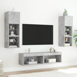 6 Piece TV Wall Units with LED Concrete Grey Engineered Wood 3216618