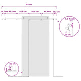 Sliding Door Hardware Kit 183 cm Steel Black 42055679