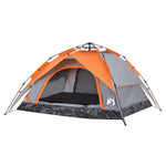 ZNTS Camping Tent Dome 4-Person Grey and Orange Quick Release 4004183