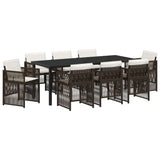 Garden Dining Set 9 pcs Brown Powder-Coated Steel 3380660