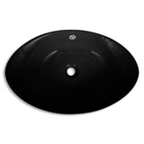 Black Luxury Ceramic Basin Oval with Overflow 59 x 38,5 cm 140680