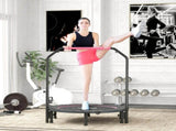 45" Foldable Mini Fitness Trampoline, with Adjustable Foam Handle, Pink T3398P349138